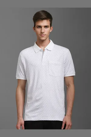 Louis Philippe Men Conversational Printed Polo Collar Cotton T-shirt