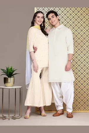 House of Pataudi Self Design Regular Jashn Kurta with Pathani Salwar