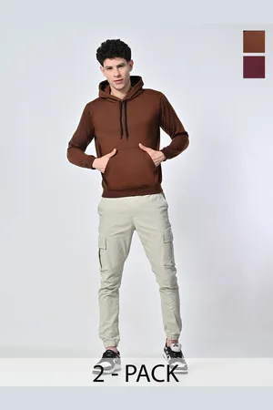 BAESD Men Pack Of 2 Solid Hood Fleece Pullover Sweatshirt
