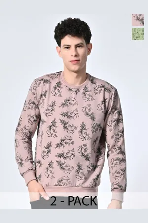 BAESD Men Abstract Printed Round Neck Fleece Pullover Ribbed Sweatshirt