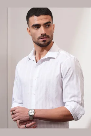 LocoMotive Luxe Men Lurex Yarn Dobby Textured Checked Occasion Shirt
