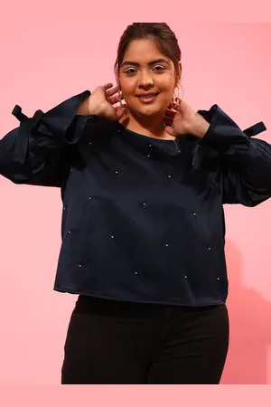 CURVY STREET Women Embellished Round Neck Top