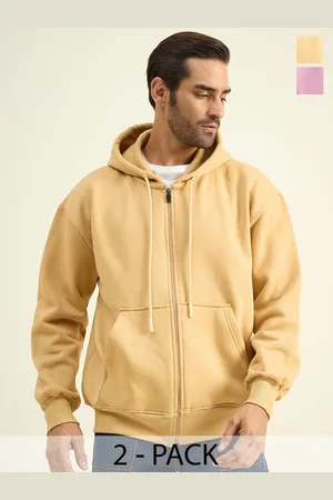 Color Capital Unisex Pack Of 2 Solid Hood Cotton Ribbed Sweatshirts