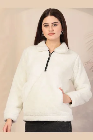 KLOTTHE Women Solid Spread Collar Woolen Fur Winter Jacket
