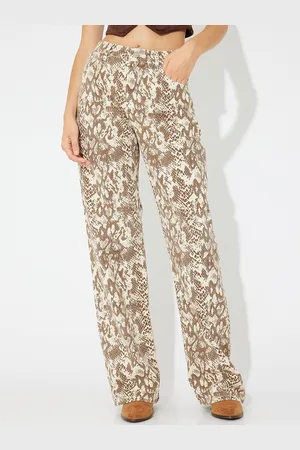 Koton Women Animal Printed Straight Fit Trousers