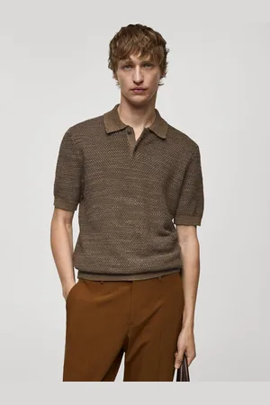 MANGO Fine Knit Polo Collar T-shirt