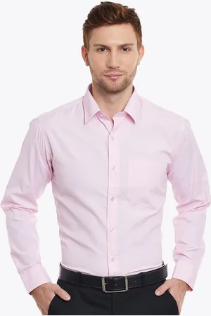 English Navy Men Spread Collar Solid Cotton Slim Fit Formal Shirt