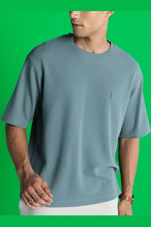 DaMENSCH Statement Waffle Texture Premium Cotton Blend Oversized T Shirt
