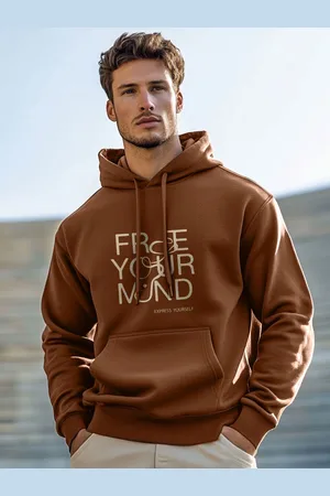NOBERO Men Printed Hooded Sweatshirt