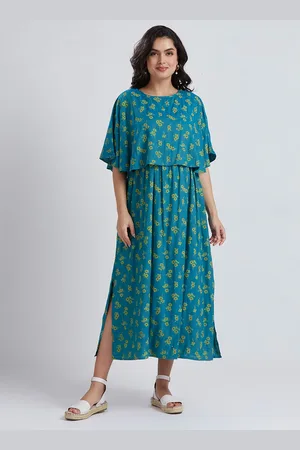 DUMMY SHAPE Women Maternity Maxi Dress With Attached Feeding Cape Cover