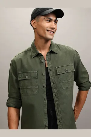 LocoMotive Premium Men Dyed Washed Utility Pocket Overshirt Oversized