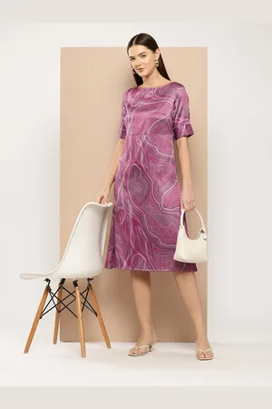 Chemistry Printed Satin Finish A-Line Midi Dress