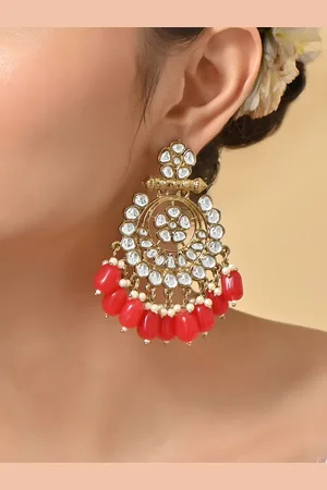 Fida Gold Plated Kundan Chandbalis
