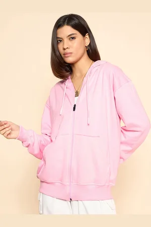Color Capital Women Solid Hood Cotton Ribbed Sweatshirt