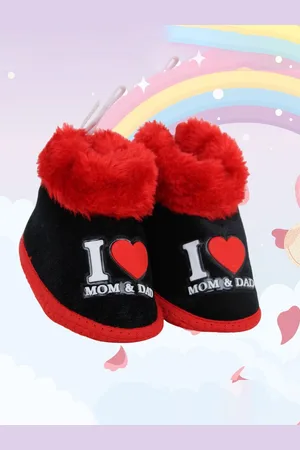 Neska Moda Unisex Kids Fur Detail Cotton Booties