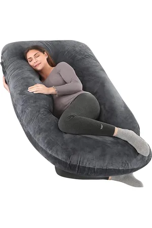 Pum Pum Black Fibre Filled Faux Velvet Hollow U Shaped Maternity Pillow