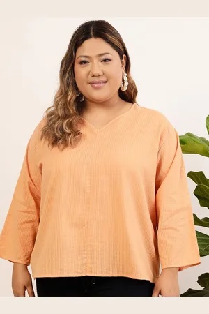 CURVY STREET Women Solid V-Neck Top