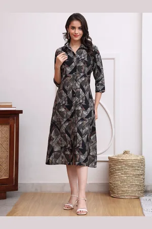 Claura Women Print A-Line Midi Dress