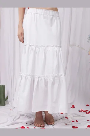 NEUDIS Women Pure Cotton Tiered Maxi Skirt