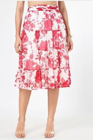 Pantaloons Floral Printed Tiered Knee Length Skirt