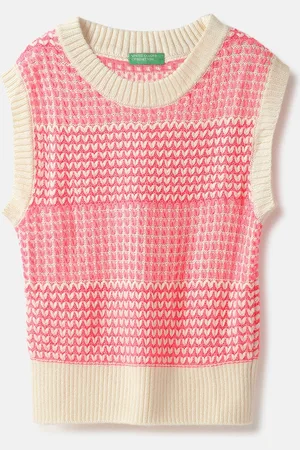 Benetton Girls Printed Sweater Vest