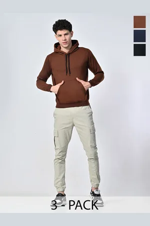 BAESD Men Pack Of 3 Solid Hood Fleece Pullover Sweatshirts