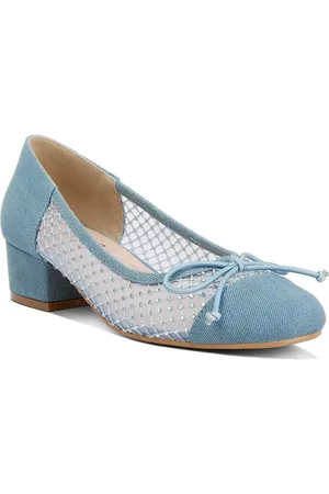 London Rag Embellished Block Heel Pumps with Bows