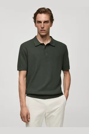 MANGO Textured Polo Collar T-shirt