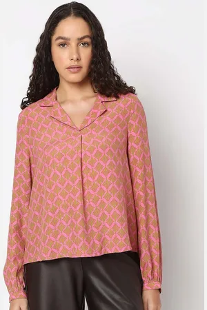 VERO MODA Women Ethnic Motifs Printed Lapel Collar Top