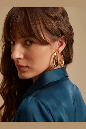 Kazo Gold Plated Contemporary Hoop Earrings