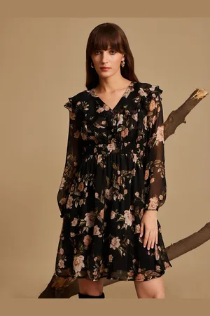 Kazo Women Floral Printed A-Line Above Knee Dress