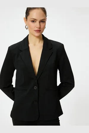 Koton Women Lapel Collar Solid Casual Tailored Jacket