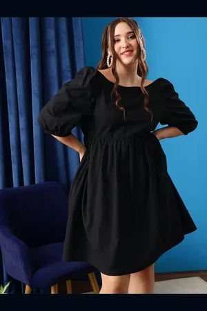CURVY STREET Women Puff Sleeve Fit & Flare Dress