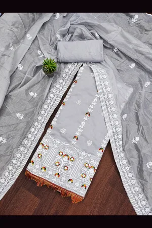 Ishin Floral Embroidered Unstitched Dress Material