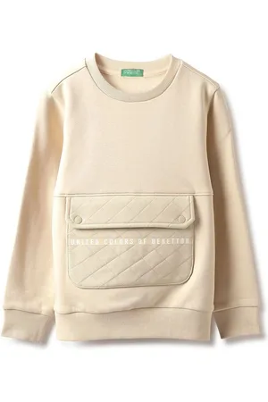 Benetton Boys Solid Round Neck Cotton Pullover Ribbed Sweatshirt