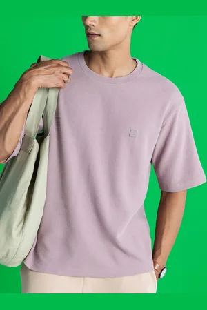 DaMENSCH Statement Waffle Texture Premium Cotton Blend Oversized T Shirt