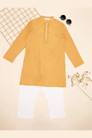 Pantaloons Boys Floral Embroidered Mandarin Collar Kurta with Pyjama