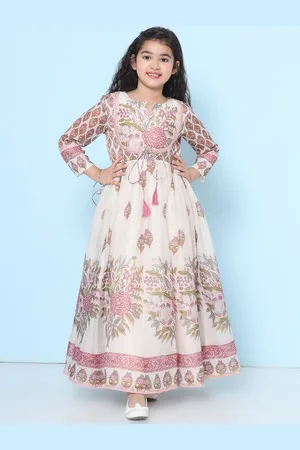 Bhama Floral Printed Keyhole Neck Fit & Flare Maxi Dress