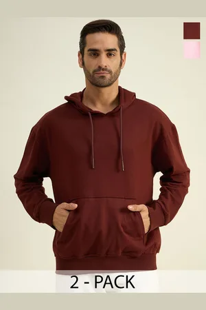 Color Capital Unisex Pack Of 2 Solid Hood Cotton Pullover Sweatshirts