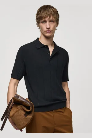 MANGO Polo Collar Ribbed T-shirt