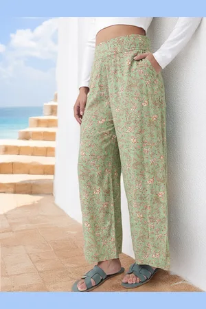 DressBerry Women 90s Bohemian Indie Floral Flared Trousers