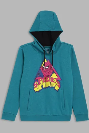 Blue Giraffe Boys Graphic Printed Hood Cotton Pullover Sweatshirt