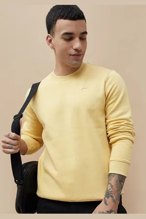 Lifestyle Men Solid Round Neck Cotton Pullover Ribbed Sweatshirt