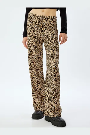 Koton Women Animal Printed High-Rise Trousers