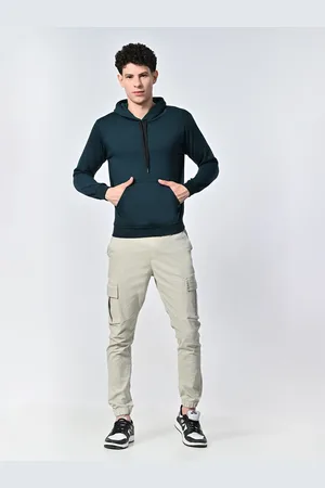 BAESD Men Solid Hood Fleece Pullover Sweatshirt