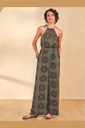 Global Desi Women Halter Neck Printed Basic Jumpsuit