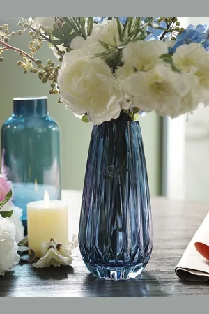 Pure Home and Living Blue Glass Textured Flower Vases