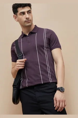 Lifestyle Men Striped Polo Collar Cotton T-shirt