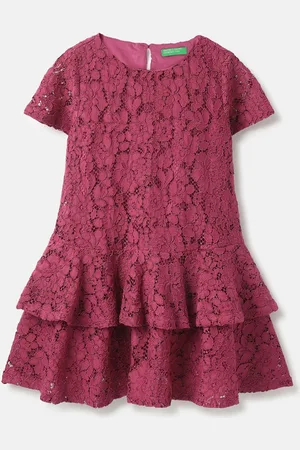 Benetton Girls Embroidered Drop-Waist Dress