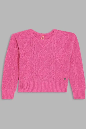 Blue Giraffe Girls Cable Knit Woollen Pullover Sweater